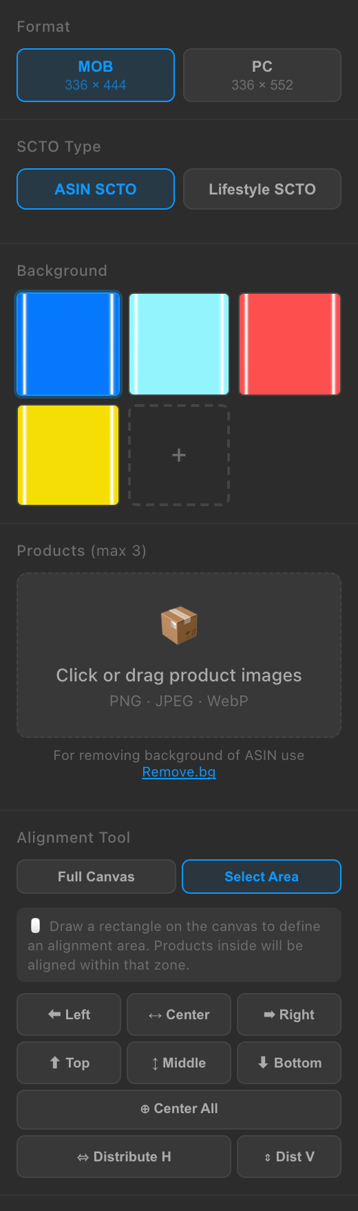 Left sidebar controls