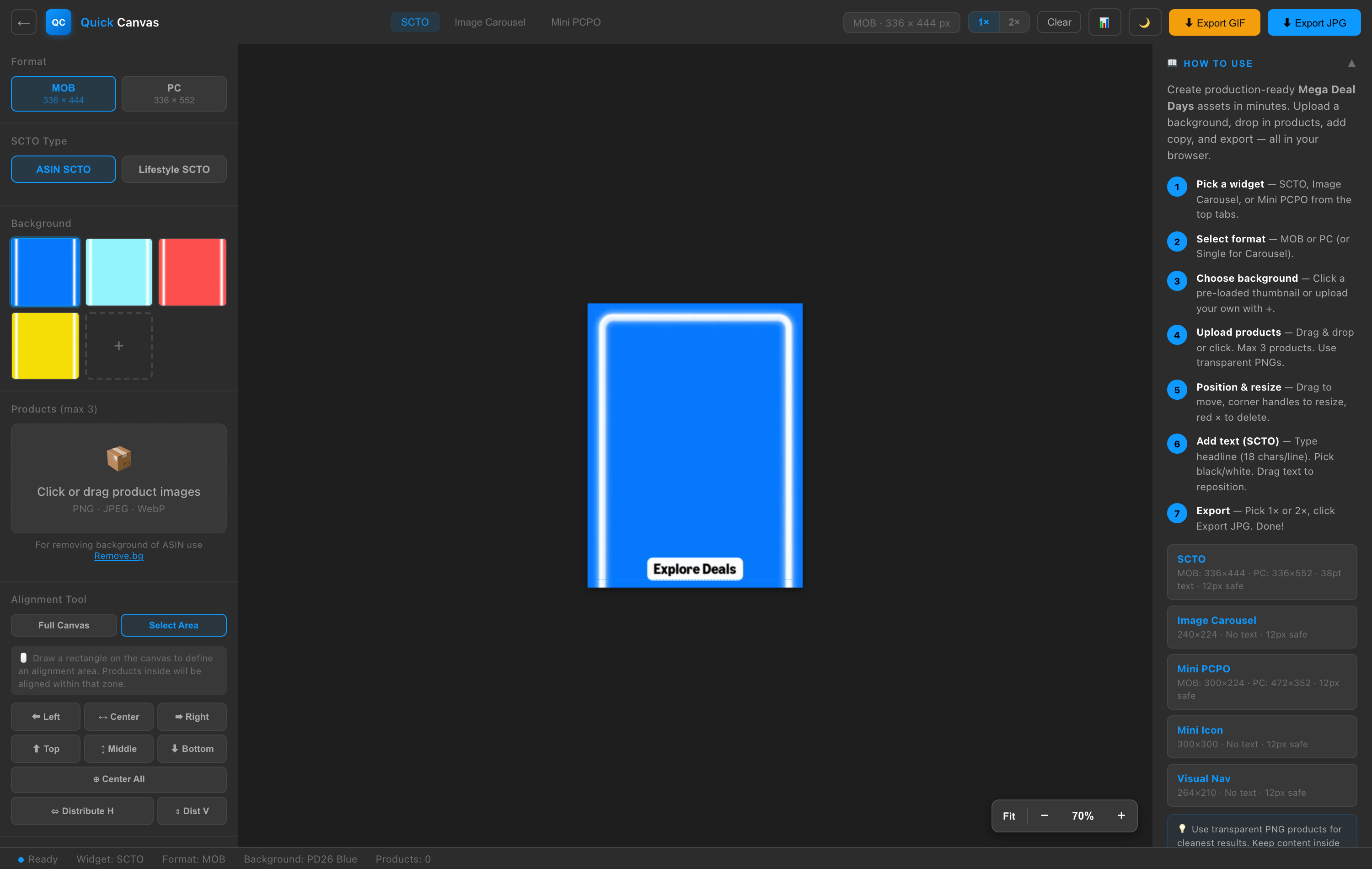 Quick Canvas interface