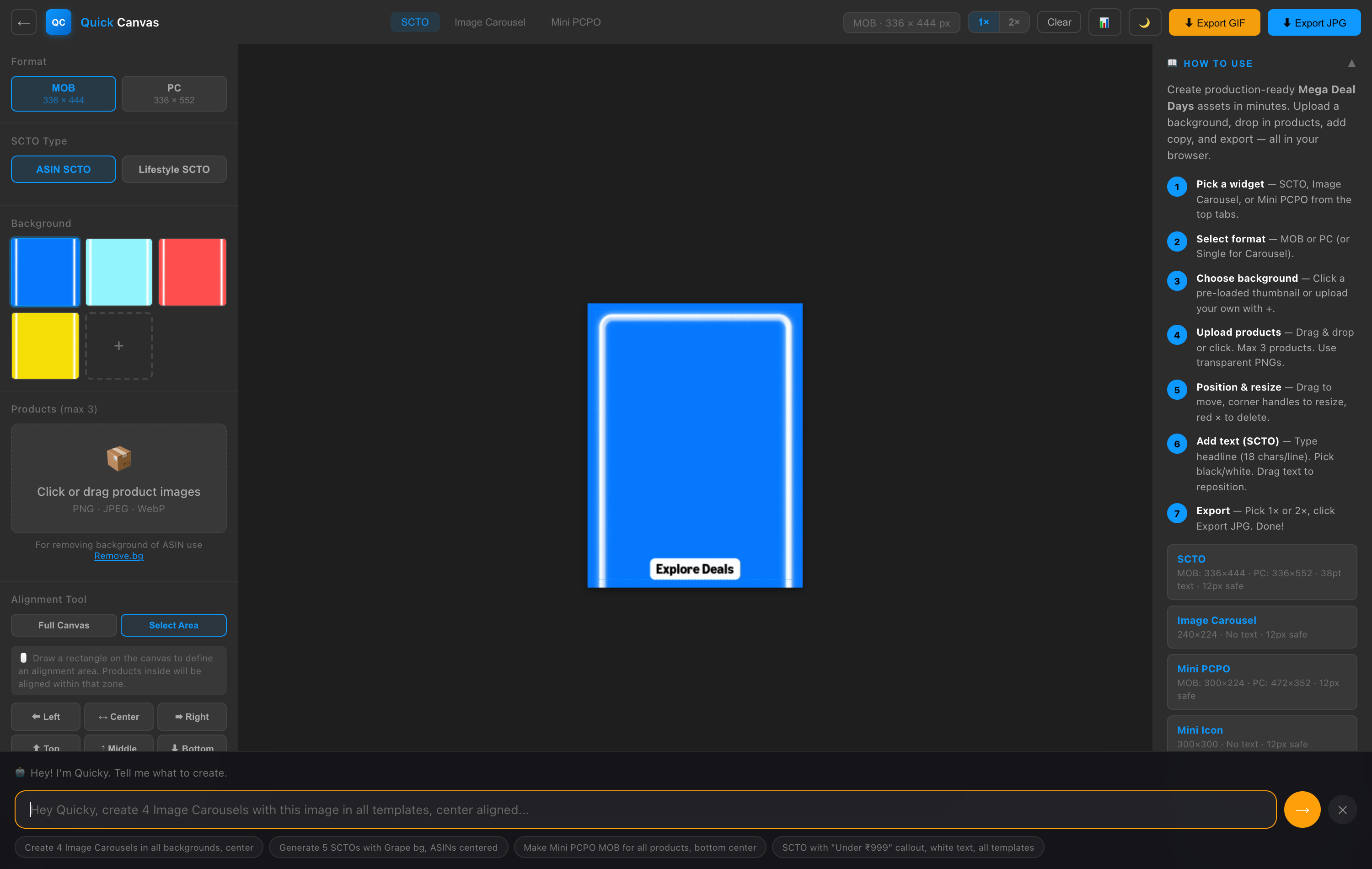 Quicky AI and export