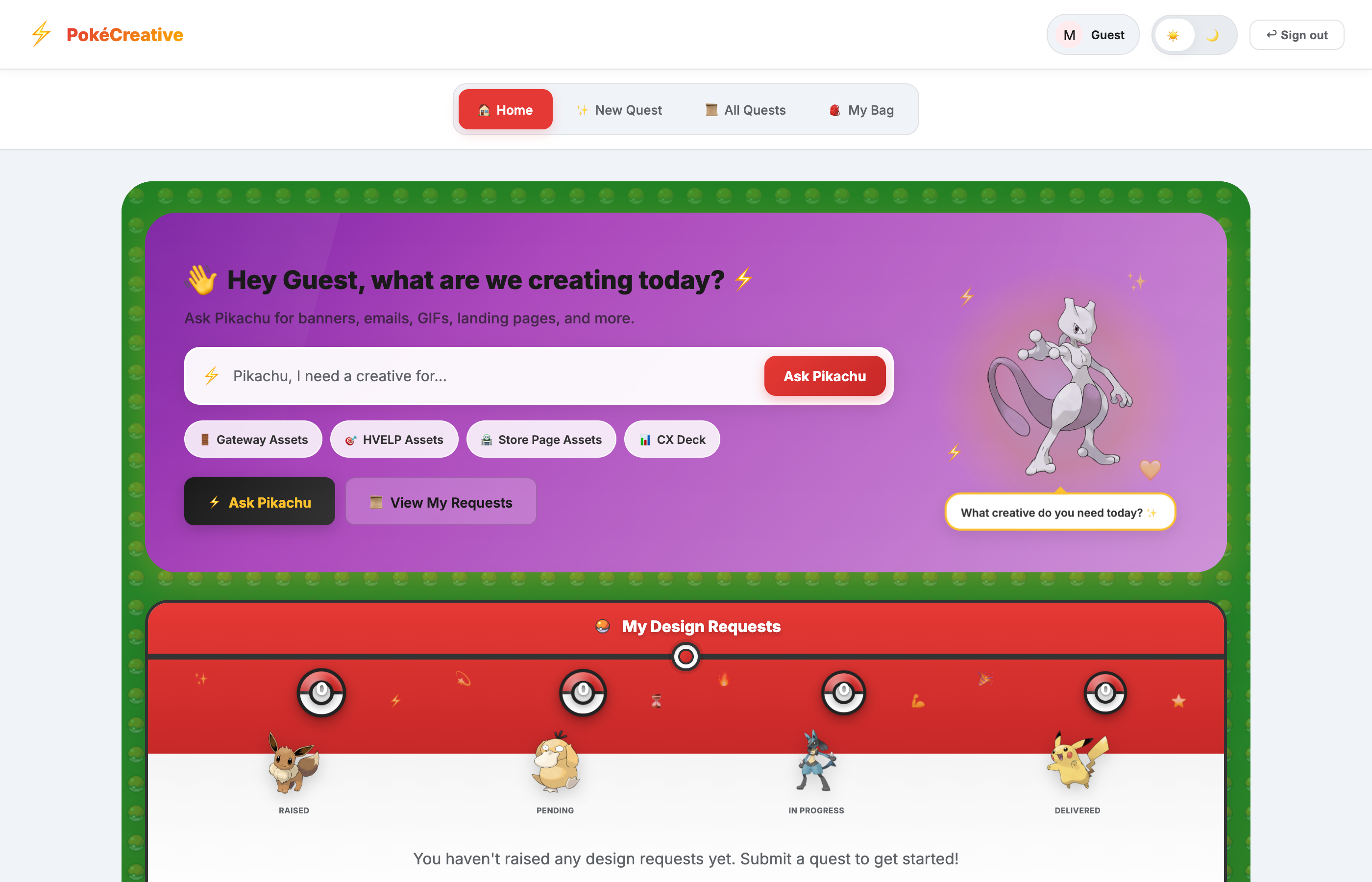 All quests view