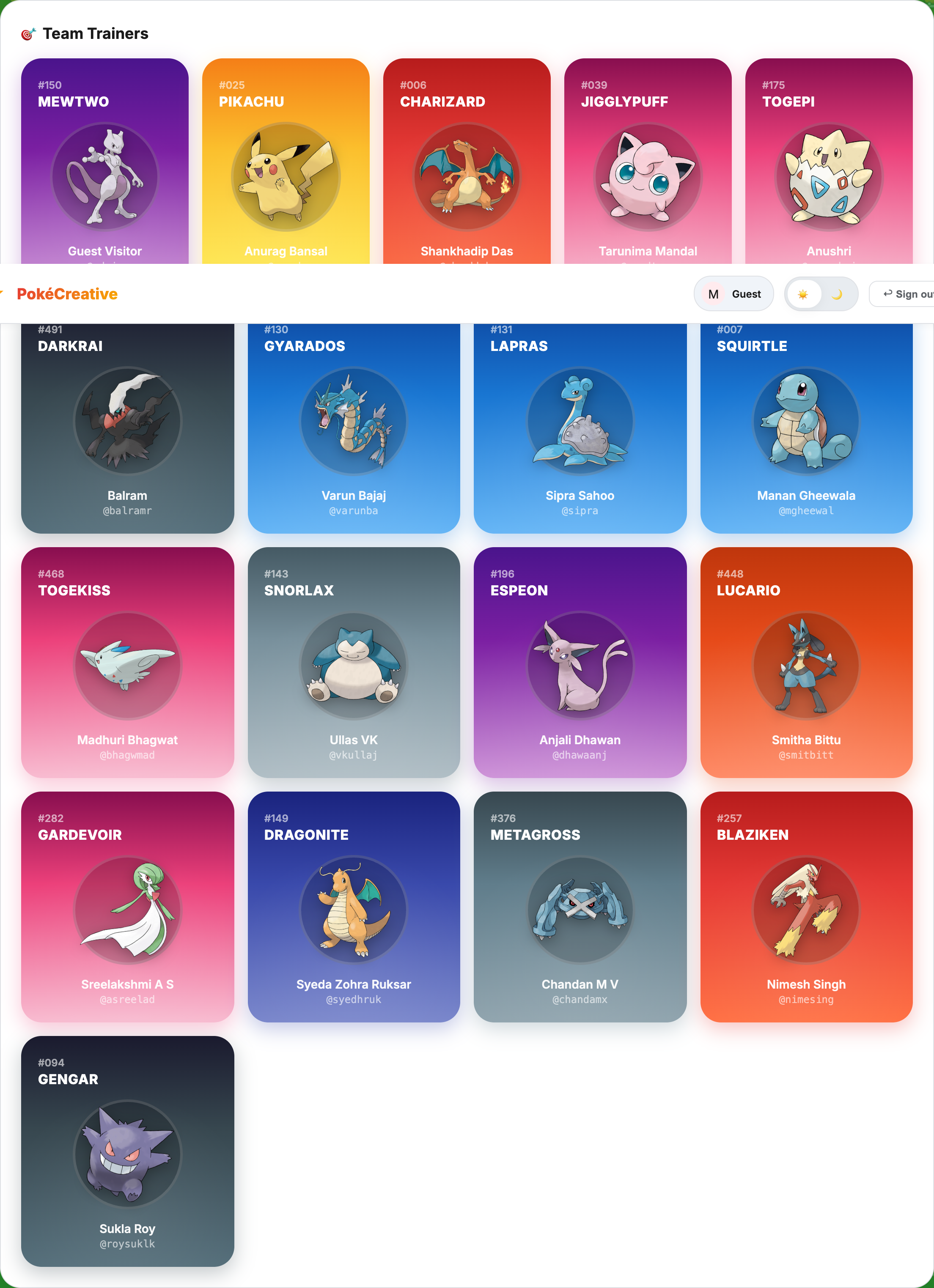 PokéCreative team trainer cards